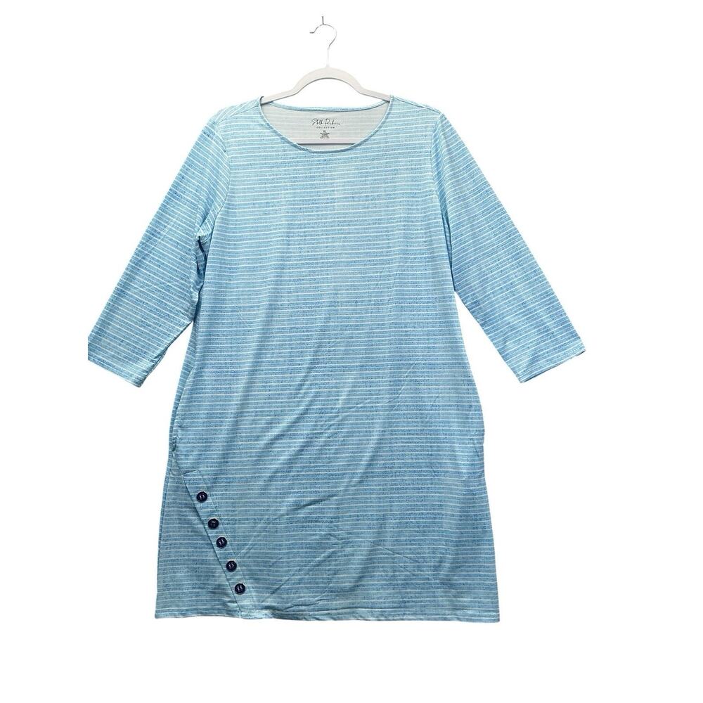 Stella Parker Collection Shift Dress 3/4 Sleeve Women’s Size XL Strip Blue